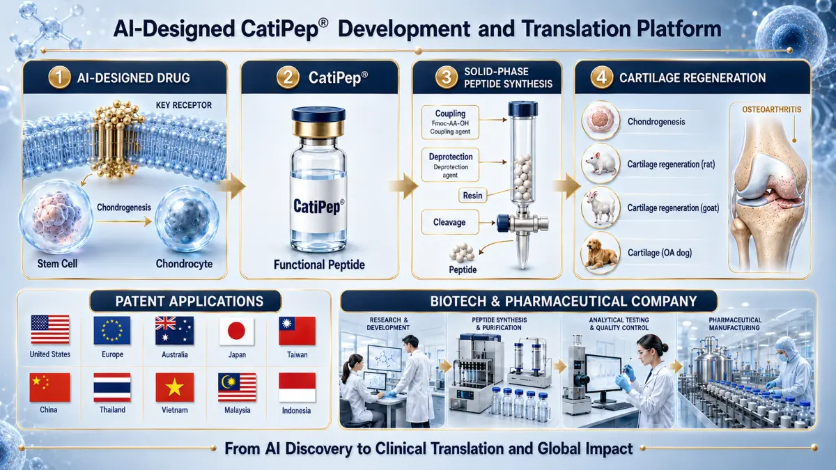 台灣首創CatiPep®：具臨床轉譯與商品化價值的AI胜肽，打造具國際競爭力之退化性關節炎精準治療策略